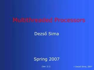 Multithreaded Processors