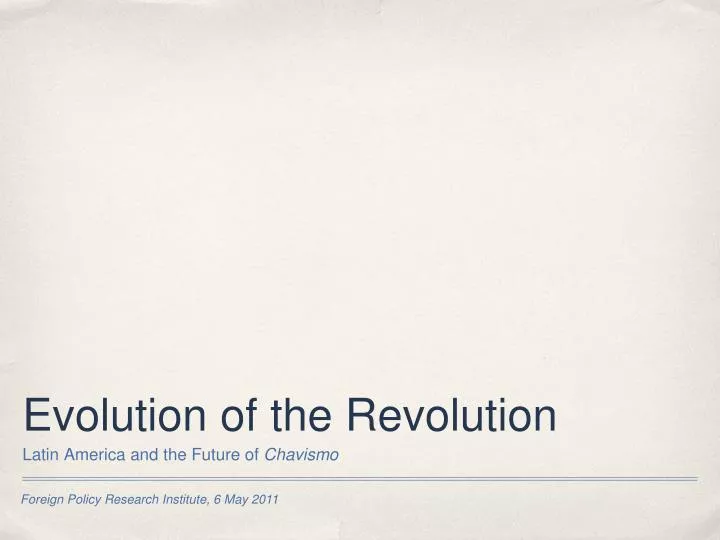 evolution of the revolution