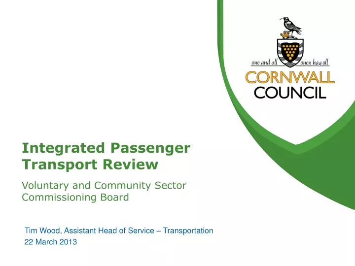 integrated passenger transport review voluntary and community sector commissioning board