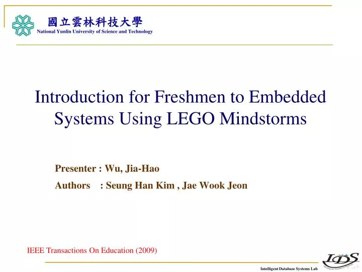 introduction for freshmen to embedded systems using lego mindstorms