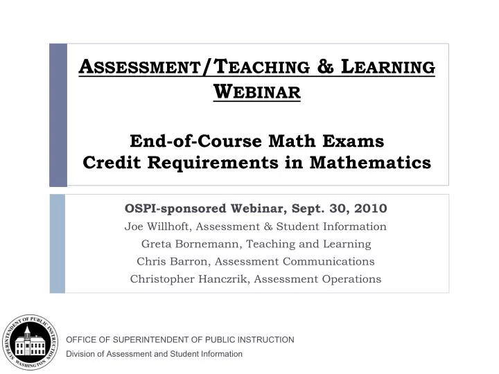 assessment teaching learning webinar end of course math exams credit requirements in mathematics