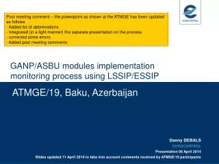 GANP/ASBU modules implementation monitoring process using LSSIP/ESSIP