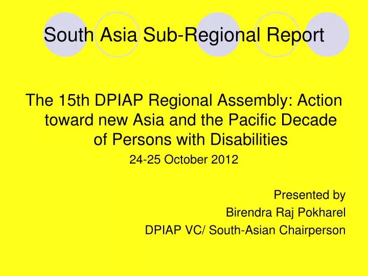 south asia sub regional report