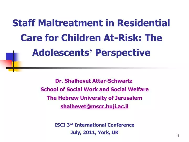 staff maltreatment in residential care for children at risk the adolescents perspective