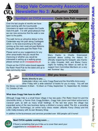 Cragg Vale Community Association Newsletter No 3: Autumn 2008