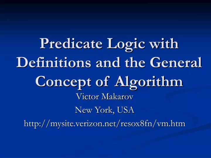predicate logic with definitions and the general concept of algorithm