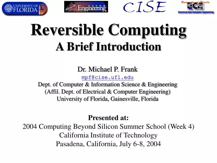 reversible computing a brief introduction