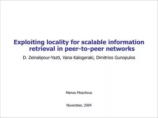 Exploiting locality for scalable information retrieval in peer-to-peer networks