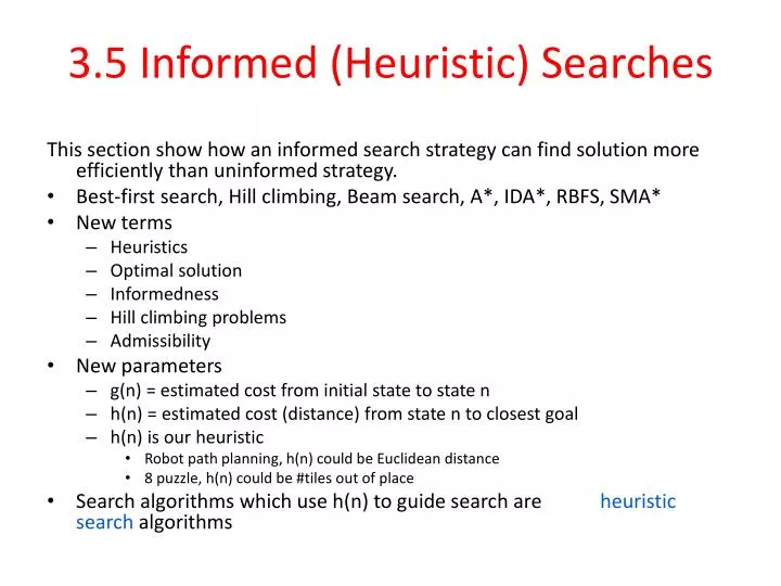 3 5 informed heuristic searches