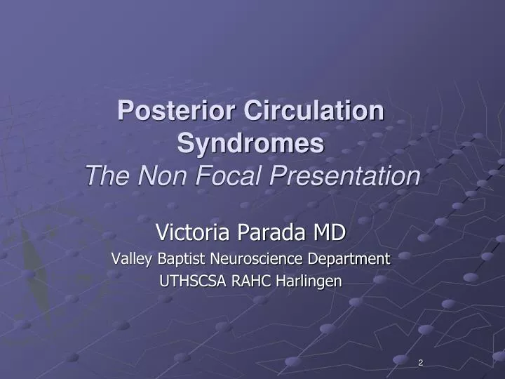 posterior circulation syndromes the non focal presentation