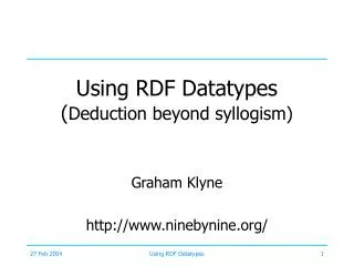 Using RDF Datatypes ( Deduction beyond syllogism)