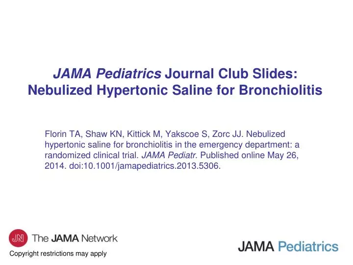 jama pediatrics journal club slides nebulized hypertonic saline for bronchiolitis
