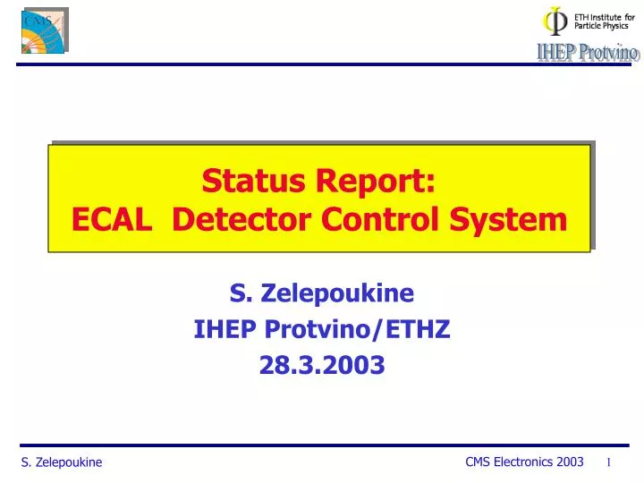 status report ecal detector control system