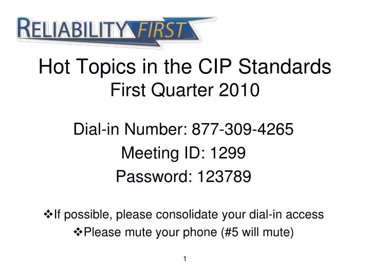 hot topics in the cip standards first quarter 2010