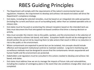 RBES Guiding Principles