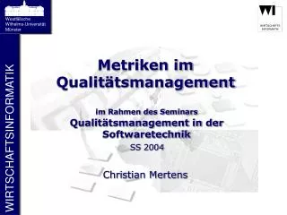 metriken im qualit tsmanagement