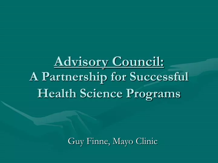 advisory council a partnership for successful health science programs