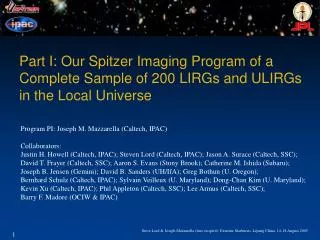 Program PI: Joseph M. Mazzarella (Caltech, IPAC) Collaborators: