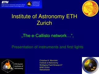 Institute of Astronomy ETH Zurich