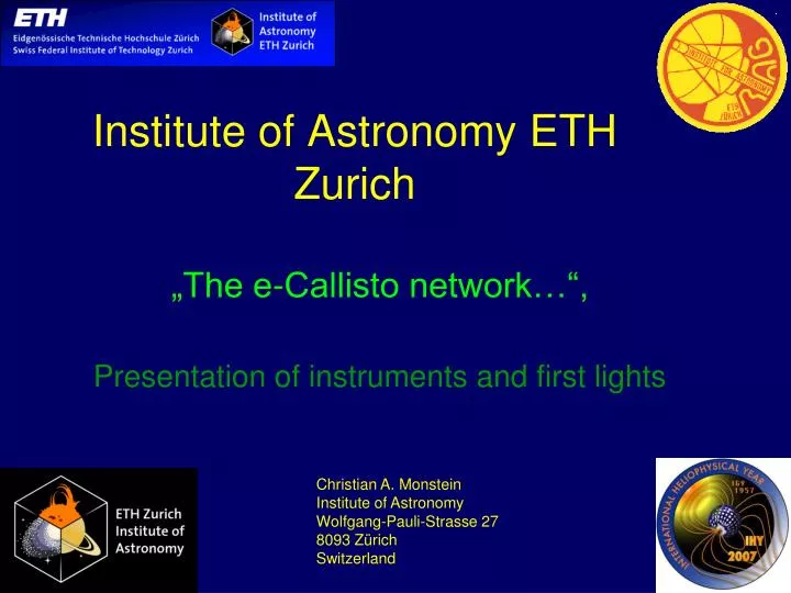 institute of astronomy eth zurich