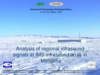 Analysis of regional infrasound signals at IMS infrasound array in Mongolia