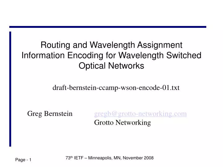 routing and wavelength assignment information encoding for wavelength switched optical networks