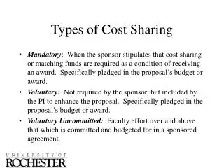 Types of Cost Sharing