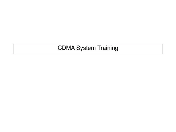 cdma system training