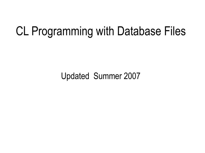 cl programming with database files