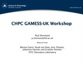 CHPC GAMESS-UK Workshop