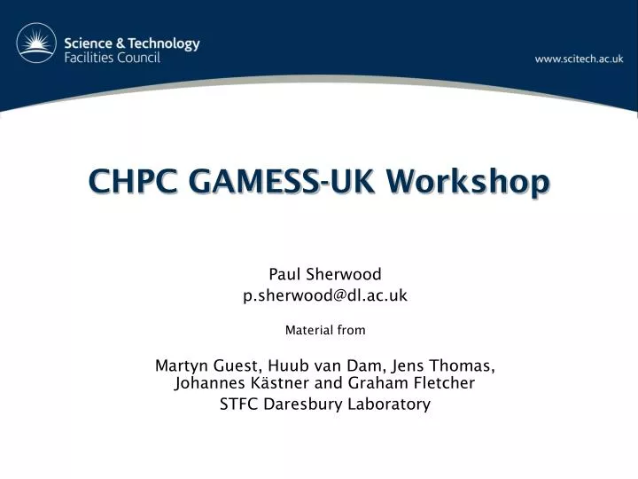 chpc gamess uk workshop