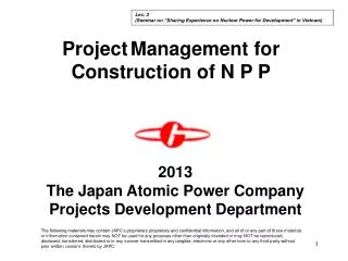 Project Management for Construction of N P P