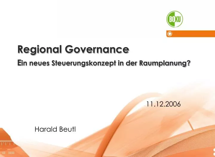 regional governance e in neues steuerungskonzept in der raumplanung