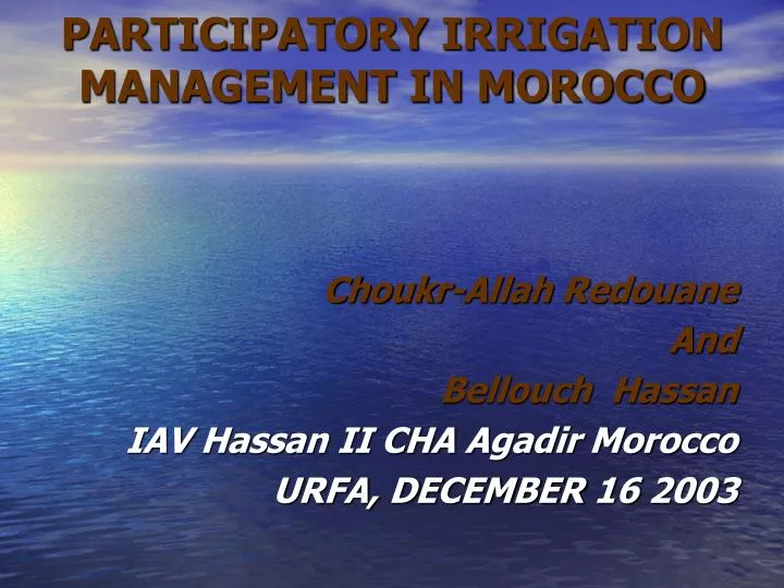 participatory irrigation management in morocco