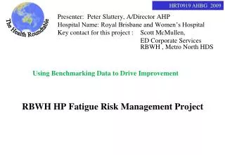 RBWH HP Fatigue Risk Management Project