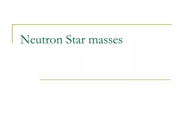 neutron star masses