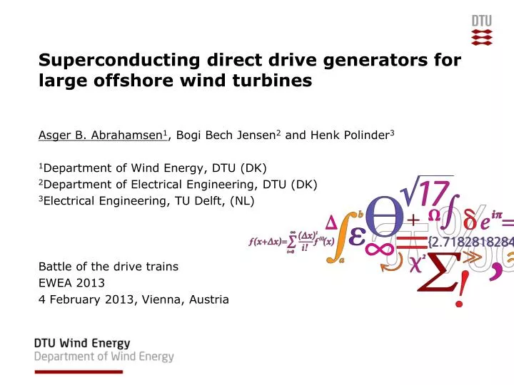 superconducting direct drive generators for large offshore wind turbines