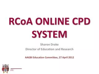 RCoA ONLINE CPD SYSTEM