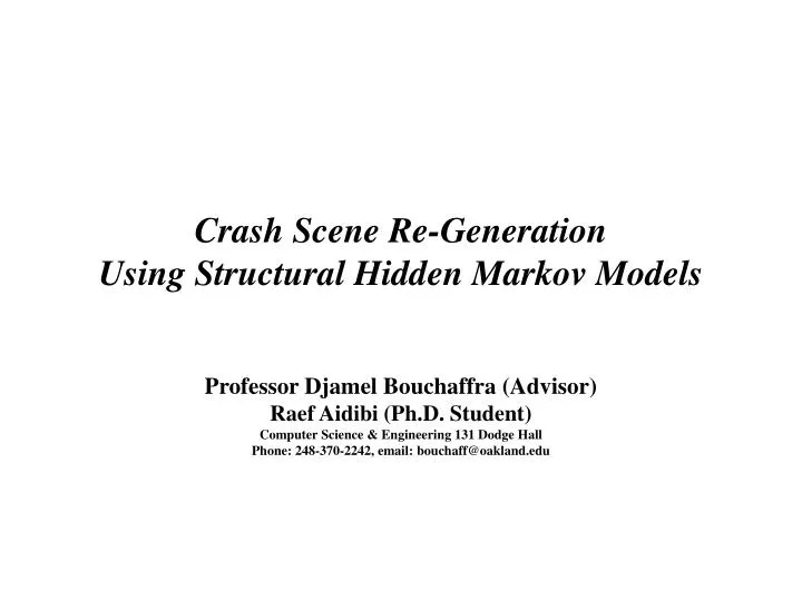 crash scene re generation using structural hidden markov models