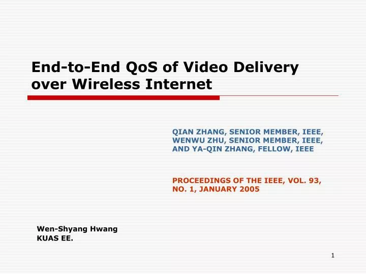 end to end qos of video delivery over wireless internet