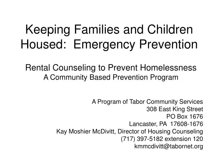 keeping families and children housed emergency prevention