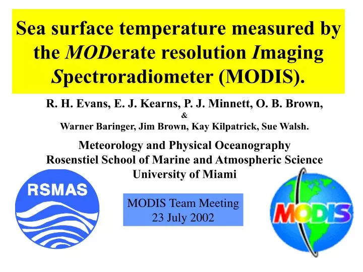 sea surface temperature measured by the mod erate resolution i maging s pectroradiometer modis