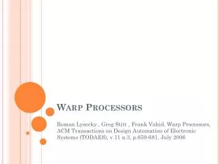 Warp Processors