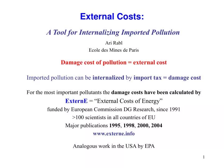external costs a tool for internalizing imported pollution