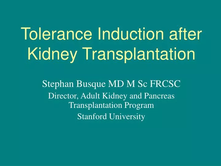 tolerance induction after kidney transplantation