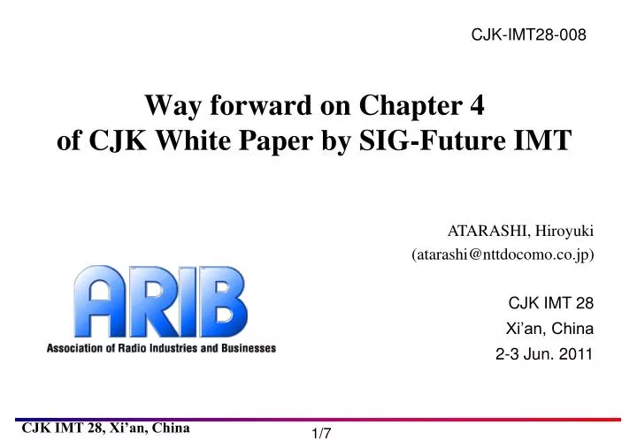 way forward on chapter 4 of cjk white paper by sig future imt