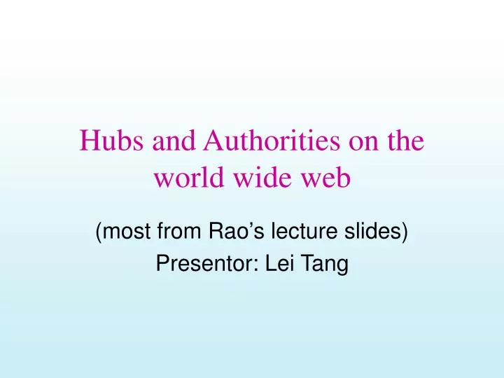 hubs and authorities on the world wide web
