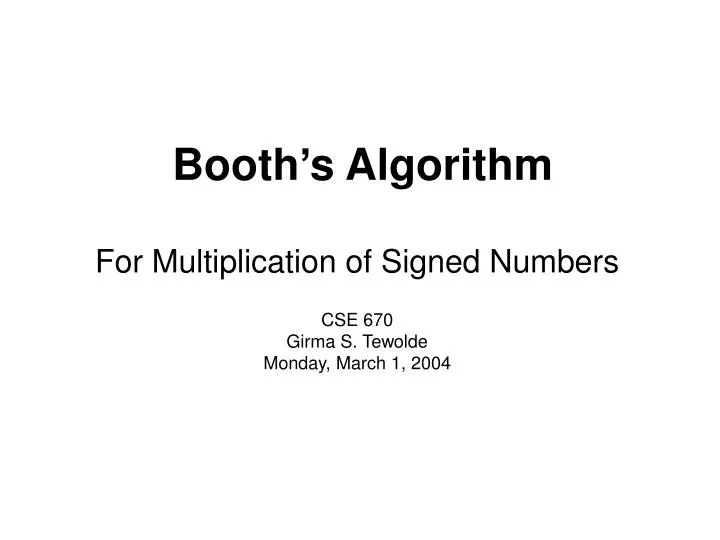booth s algorithm