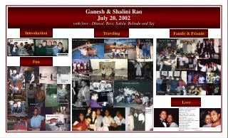 Ganesh &amp; Shalini Rao July 20, 2002 with love - Dhaval, Ravi, Sakila, Belinda and Saj