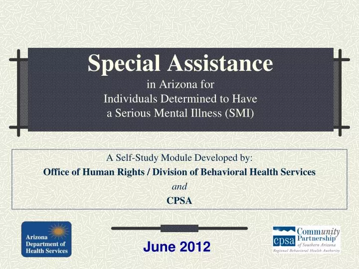 special assistance in arizona for individuals determined to have a serious mental illness smi